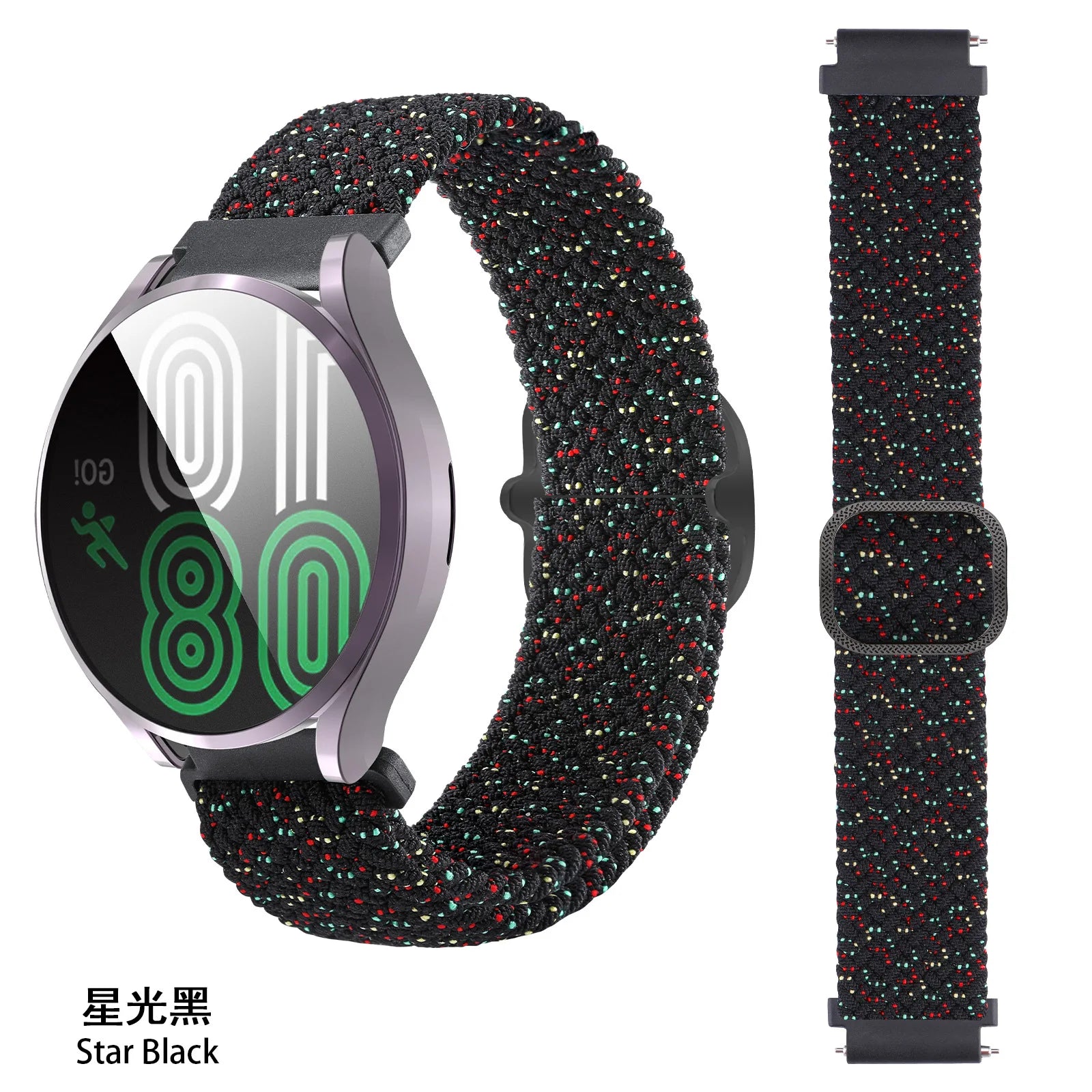 Elastic Braided Nylon Watch Band Adjustable Breathable Strap Anti Sweat Wristband For Samsung Galaxy Watch Huawei Smart Watch Qme