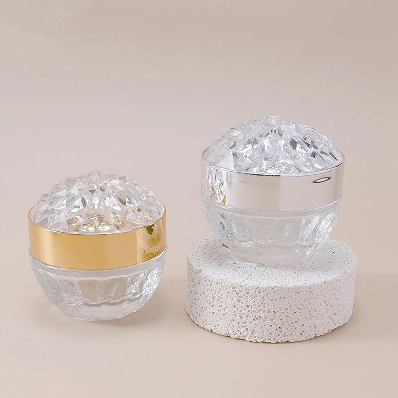 Luxury Glass Face Cream Jar Lid Container Lotion Jars Travel Bottle Qme