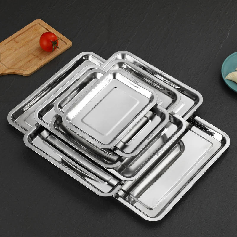 Durable Stainless Steel Serving Tray Great Barbecue Tea Storage Qme