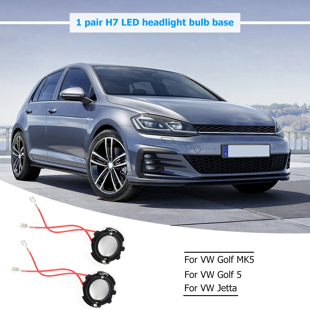 1 Pair H7 LED Headlight Bulb Base Adapters Holders Retainers for Golf 5 MK5 Qme