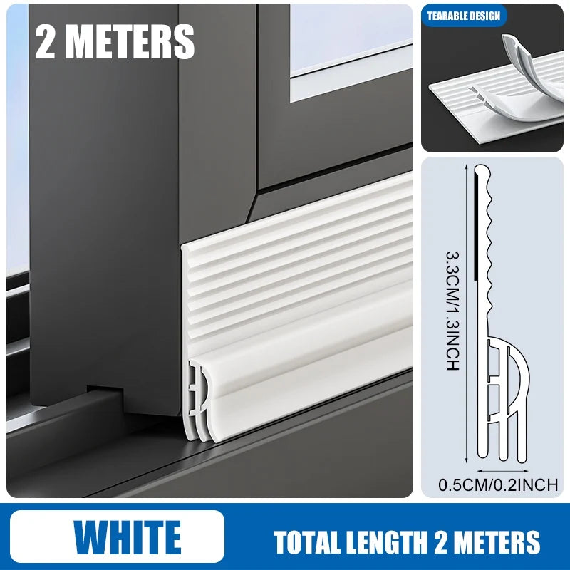 2/4M TPE Triple Anti-Cold Window Seal Strip Windproof Dust-proof Noise Reduction Weatherstrip Self Adhesive Door Seal Strip Qme White 2M