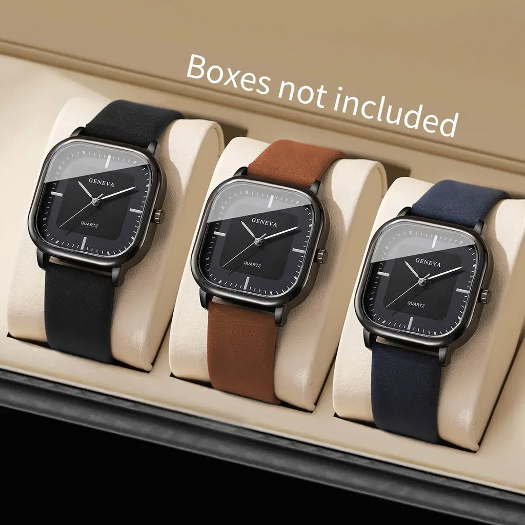 Square Watch: Unisex, Fashionable Quartz Watch with Minimalist & Trendy Design, Faux Leather Accents and Alloy Material Qme