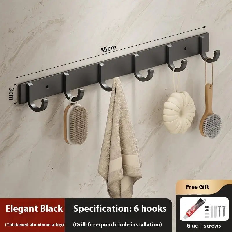 Metal Hook Strong Adhesive Wall Mounted Bathroom Without Punchkitchen Qme Black 6hook