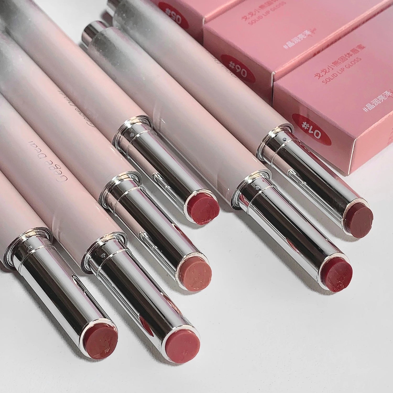 Snowy Design Solid Watery Lipstick Mirror Moisturizing Nourishing Lip Qme