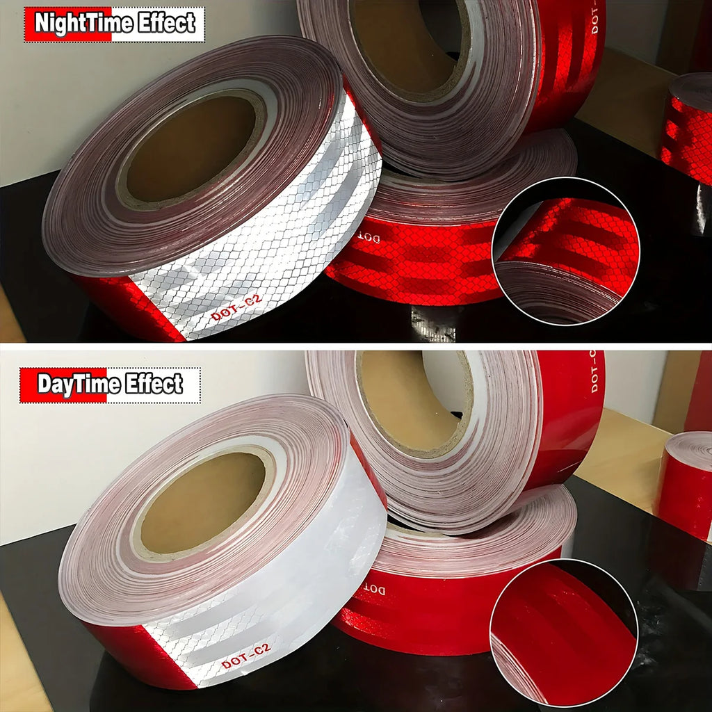 Reflective Safety Tape DOT-C2 Waterproof Adhesive Conspicuity Tape for Trailer, Outdoor, Cars, Trucks Qme