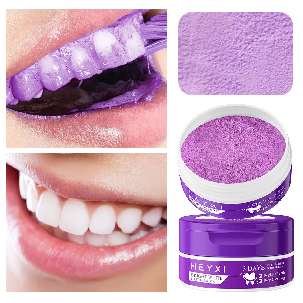 Purple Tooth Powder Deep Cleansing Fresh Breath Gentle Formula Qme