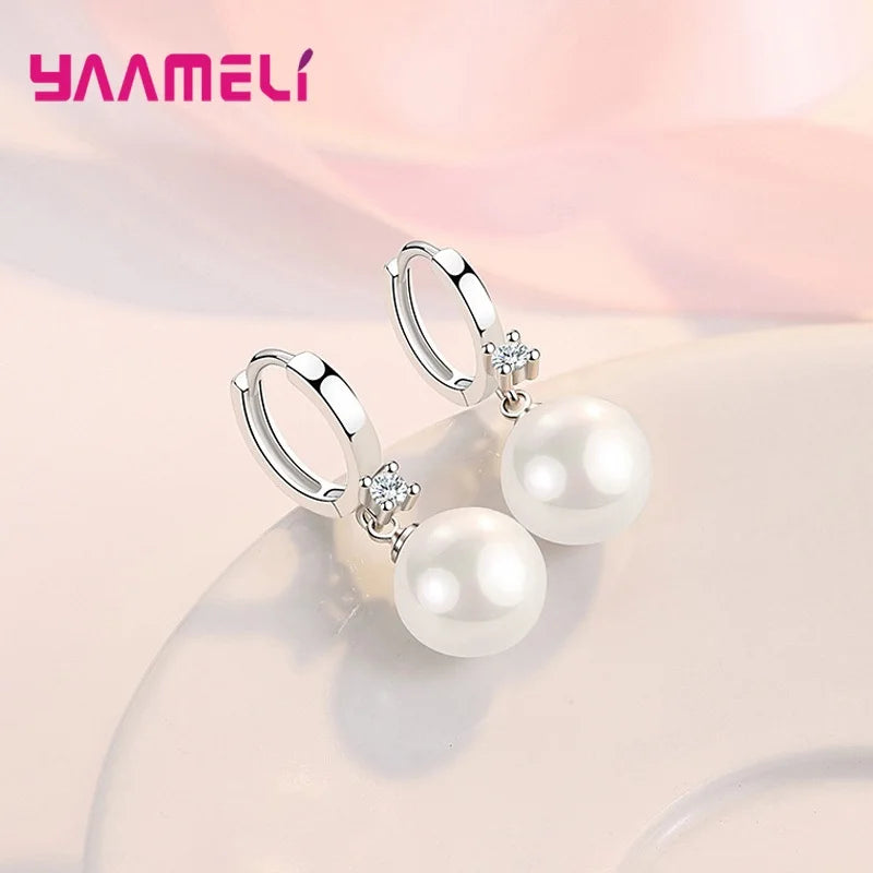 Fashion 925 Sterling Silver Color Jewelry Set Freshwater Pearl Necklaces Earrings For Women Girls Super Nice Anniversary Gift Qme
