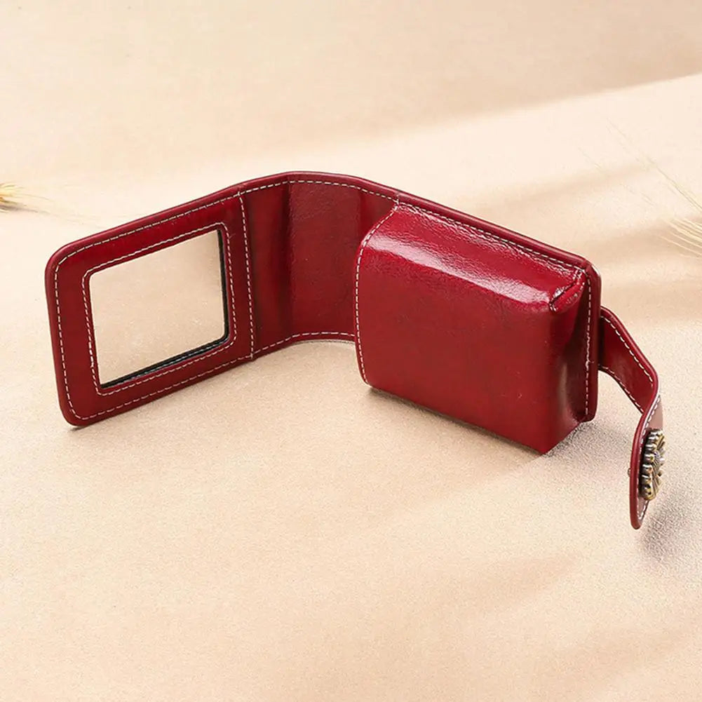 Lipstick Cosmetic Bag Mirror Portable Button Women's Makeup Storage Qme