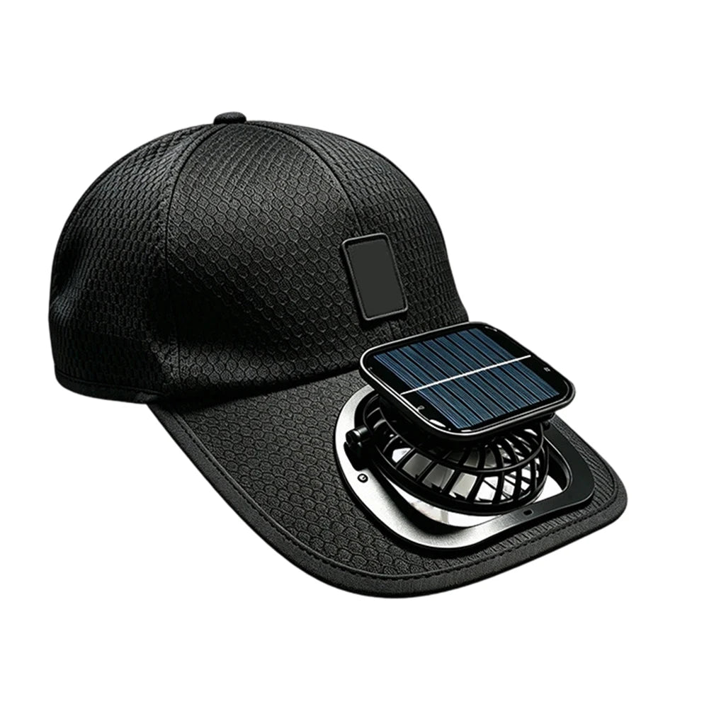 For Outdoor Sports Uv Protection Cap Solar Fan Hat For Sunny Days Comfortable Sun Protection Hat Adjustable Sunhat Qme Black