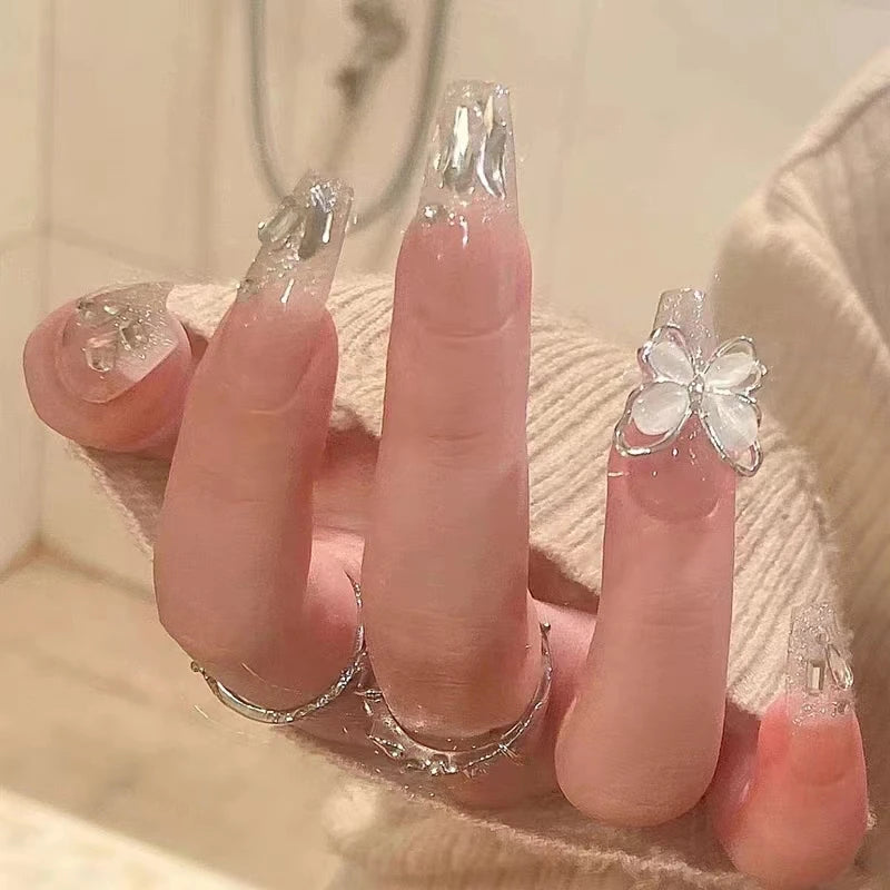 3D Hollow Alloy Rhinestone Butterfly Nail Art Jewelry Luxury Glitter Qme