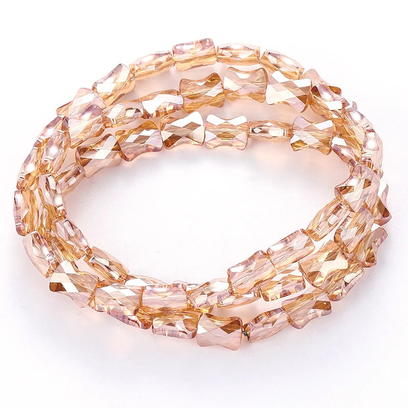 Bamboo Glass Beads AB Color Faceted Flat Curved Waist Column Crystal Loose Spacer Bead for DIY Crafts Earring Bracelet Jewelry Qme Color 3 8x11mm-60pcs