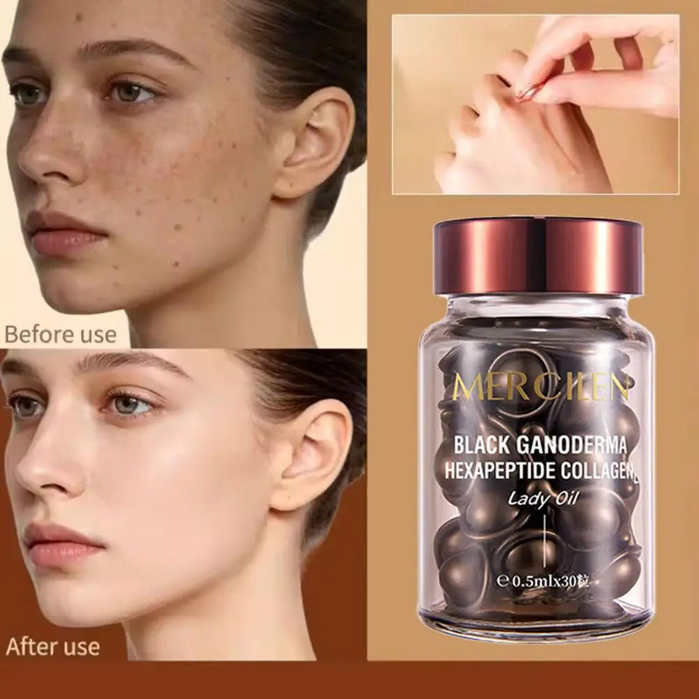 Black Ganoderma Collagen Ampoules , Tender Skin Hydrating Eye Cream Nourishing And Hydrating Facial Essence 30pcs Qme
