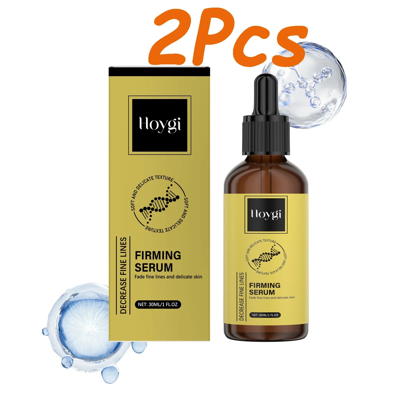 Anti-Wrinkle Firming Serum Facial Anti-Aging Lifting Essence Tighten Elasticity Boost Fade Fine Lines Non Greasy All Skin Types Qme 2 x 30ml Boxed