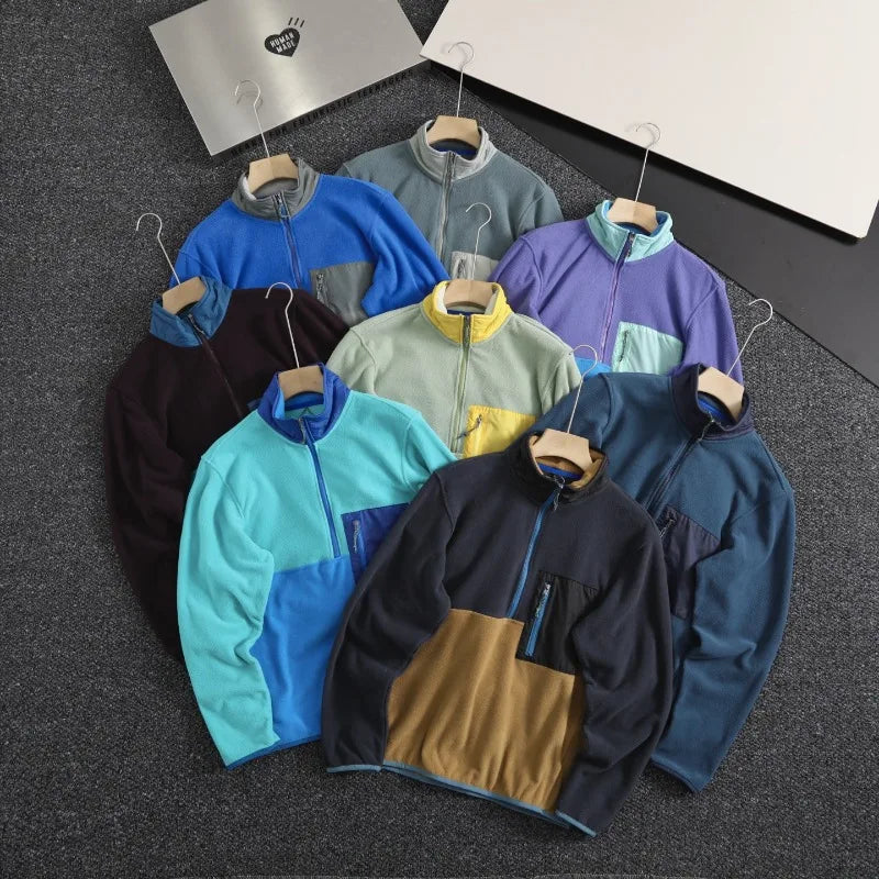 Couple Outdoor Matching Sports Casual Warm Half-zip Pullover Fleece Qme