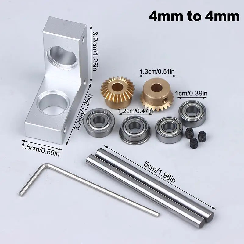 4/5mm Mini Right Angle Rotator Small 90 Degree 1:1 Gearbox Bevel Gear Commutator Model Transmission Case Qme A1