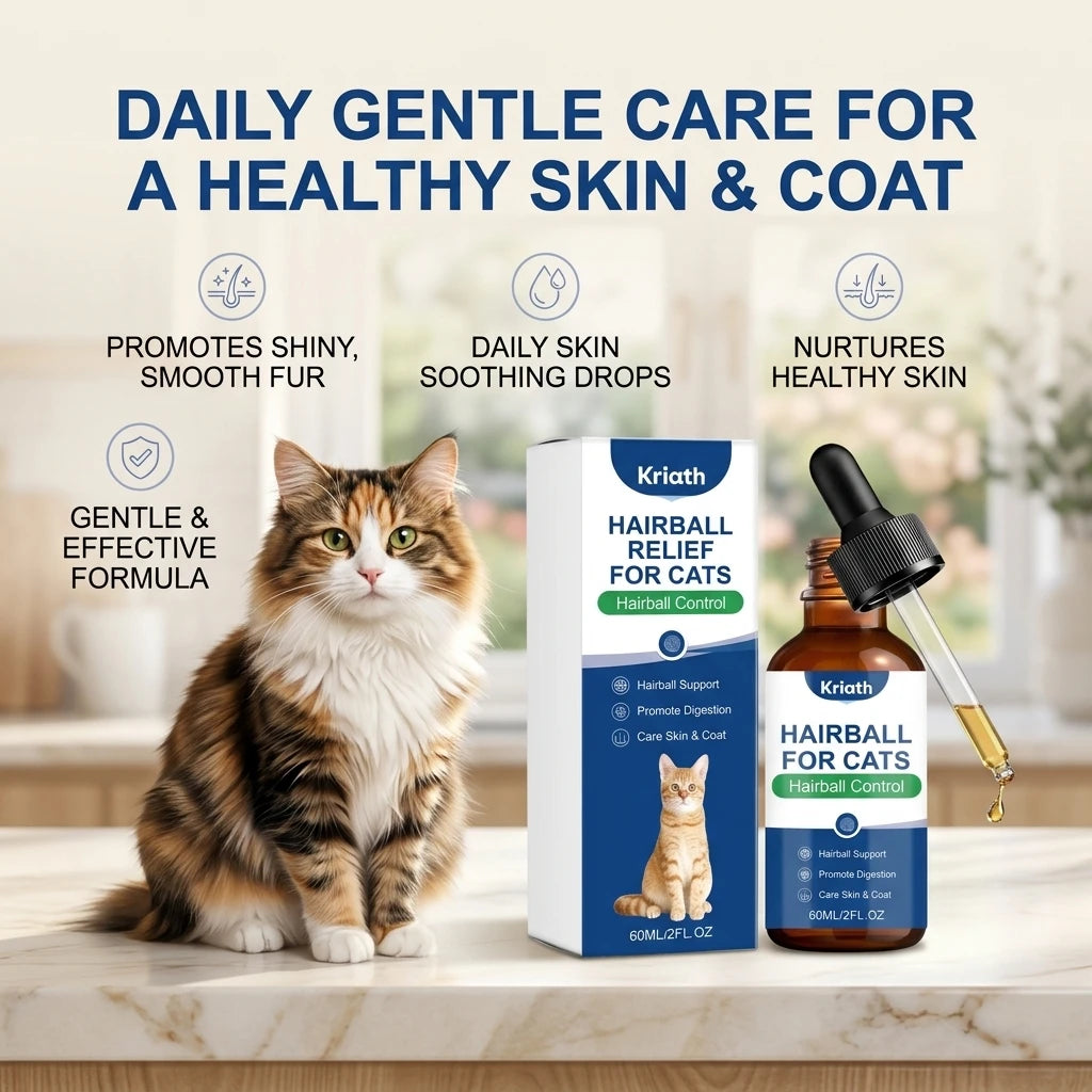 Cat Hair Care Drops Nourishing Dry & Sensitive Skin Smoothing Fur Boost Glossy Reduce Hairball Build-Up Pet Coat Care Supplement Qme Default Title