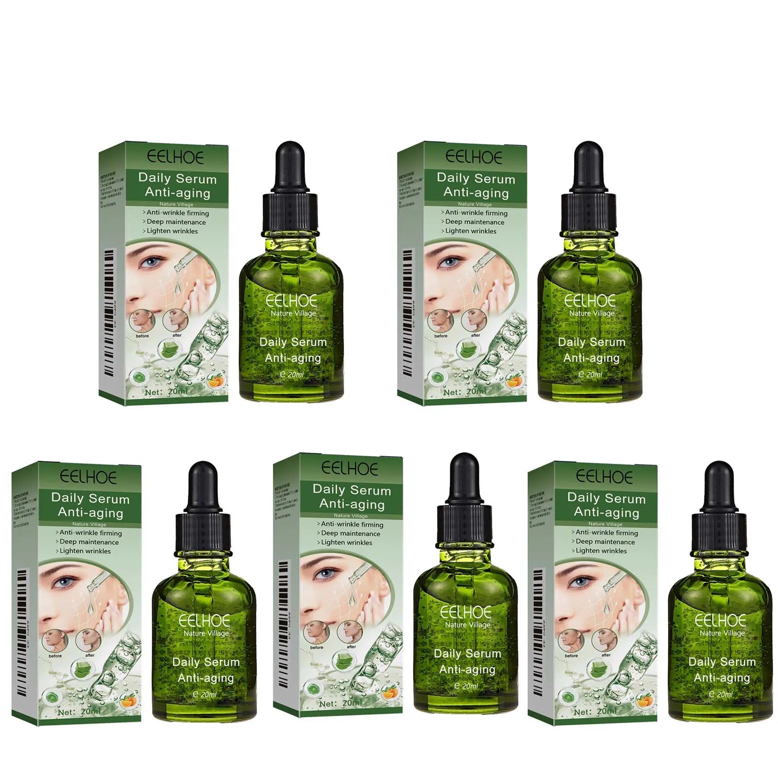Daily Serum Lifting Firming Skin Fade Fine Line Wrinkles Essence Shrinking Pores Brightening Moisturizing Nourishing Skin Care Qme 5Pcs