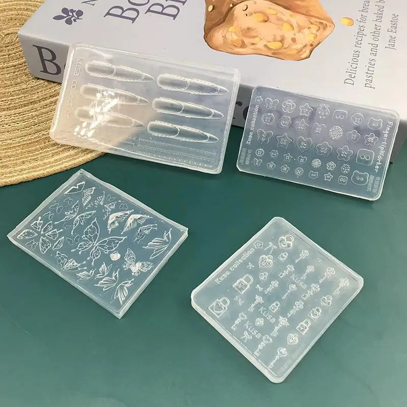 3D Button Butterfly Key Lock Silicone Nail Molds Nails Charms Qme