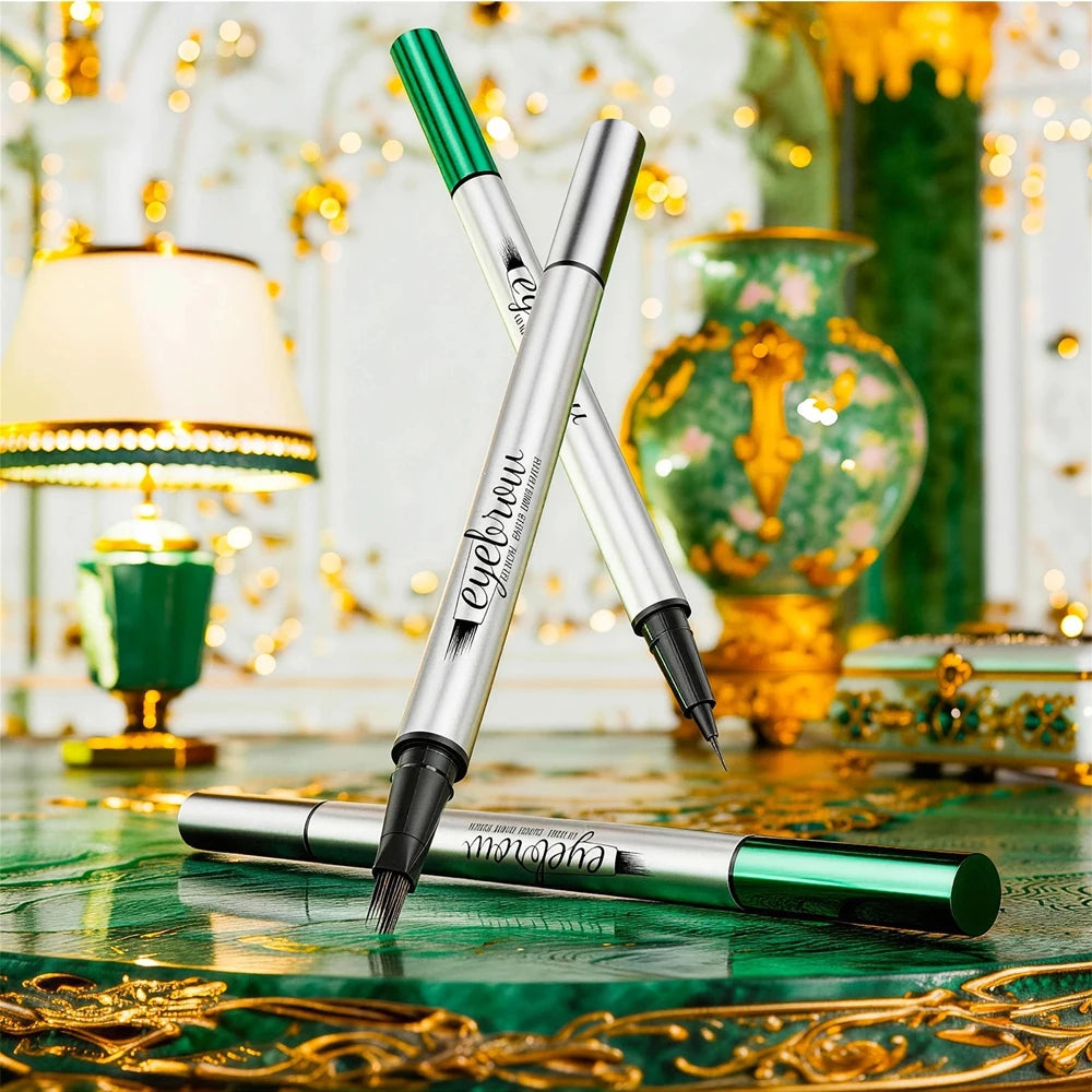  2 In 1 Dual-ended Eyebrow Pencil Eyeliner Waterproof Sweat-proof Smudge-proof Fade-resistant 4D Lasting Liquid Eyebrow Qme
