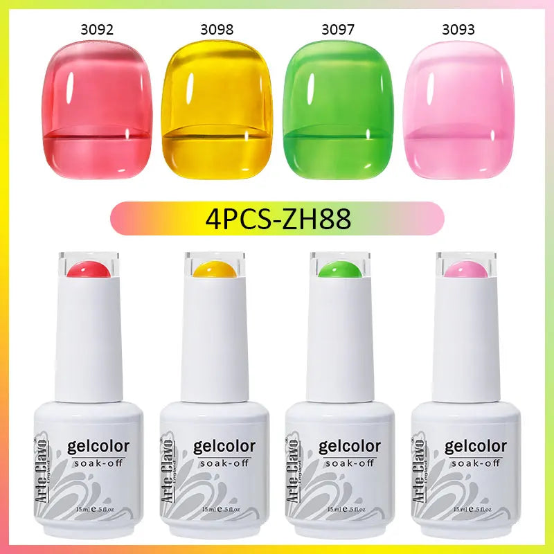 Arte Clavo 4 6 8 Gel Nail Polish Art Soak Off UV Colorful Semi