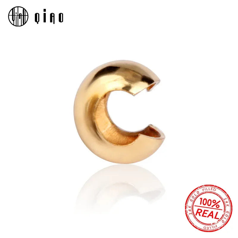 NEW 14K Gold Filled Crimp Covers 14K Gold Filled Clasps Wrapped Cord Buckle Connectors Fit Bracelet Necklace for Jewelry Making Qme