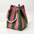 Multi-color Knitted Retro Bucket Handbag Is Simple And Color-blocked Versatile And Easy To Carry With You Qme A6 one size