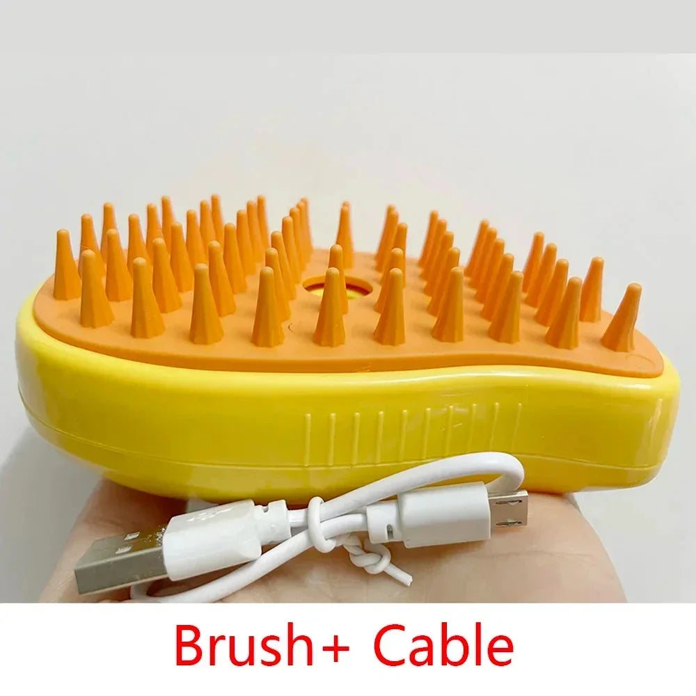 Cat Dog Steam Brush Electric Spray Water Kitten Pet Comb Soft Qme Yellow