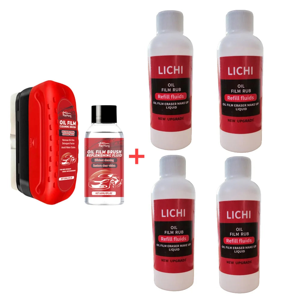 Car Glass Oil Film Remover Glass Cleaning Board Hydrophobic Glass Coating for Windshield Clear Window Auto Cleaner Tool Qme 5Pcs Set