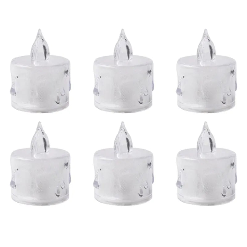 24Pcs Flameless LED Light Candle Crystal Candle Light Transparent Shell Electronic Night Lamp Dating Party Holiday Home Decor Qme