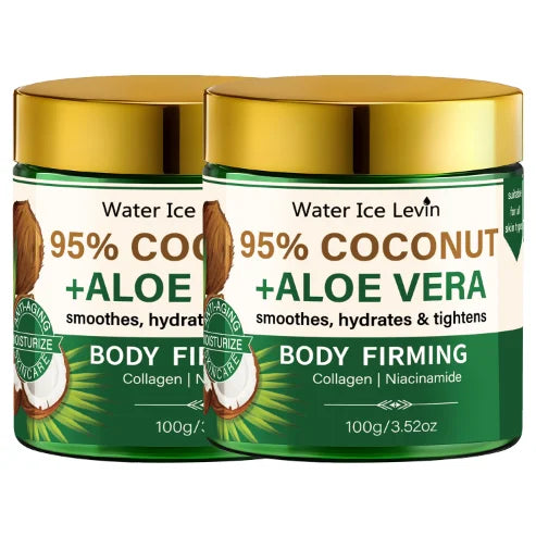 95% Coconut Aloe Vera Body Moisturizer - Collagen & Niacinamide, Firming, Smoothing for All Skin Types Qme green 100g