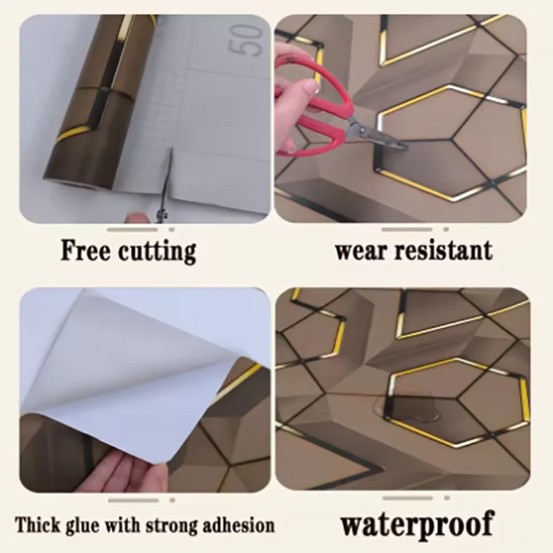 45cm Geometric Self-Adhesive Wallpaper Decoration Waterproof and Stain Resistant Ins Style Bedroom E-Sports Room Wallpaper Qme
