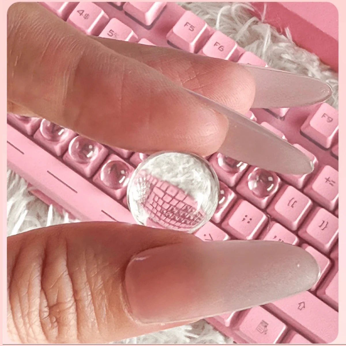 64 Long Nail Typing Tools Transparent Silicone Keycaps 3D Stickers Qme