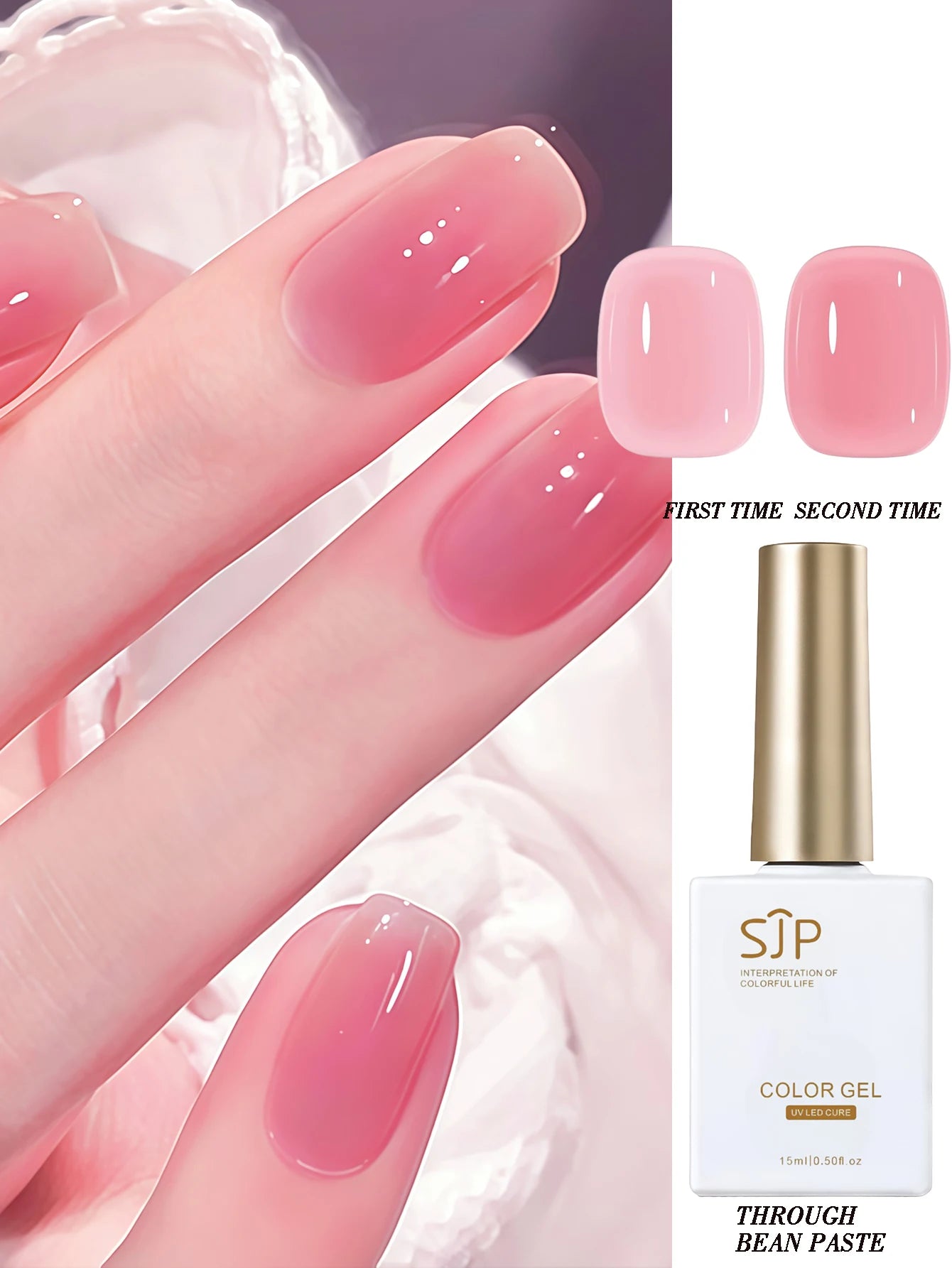 Gel Nail Polish Purple Pink Glitter Semi Permanent Soak Off UV LED Qme THROUCHBEAN PASTE