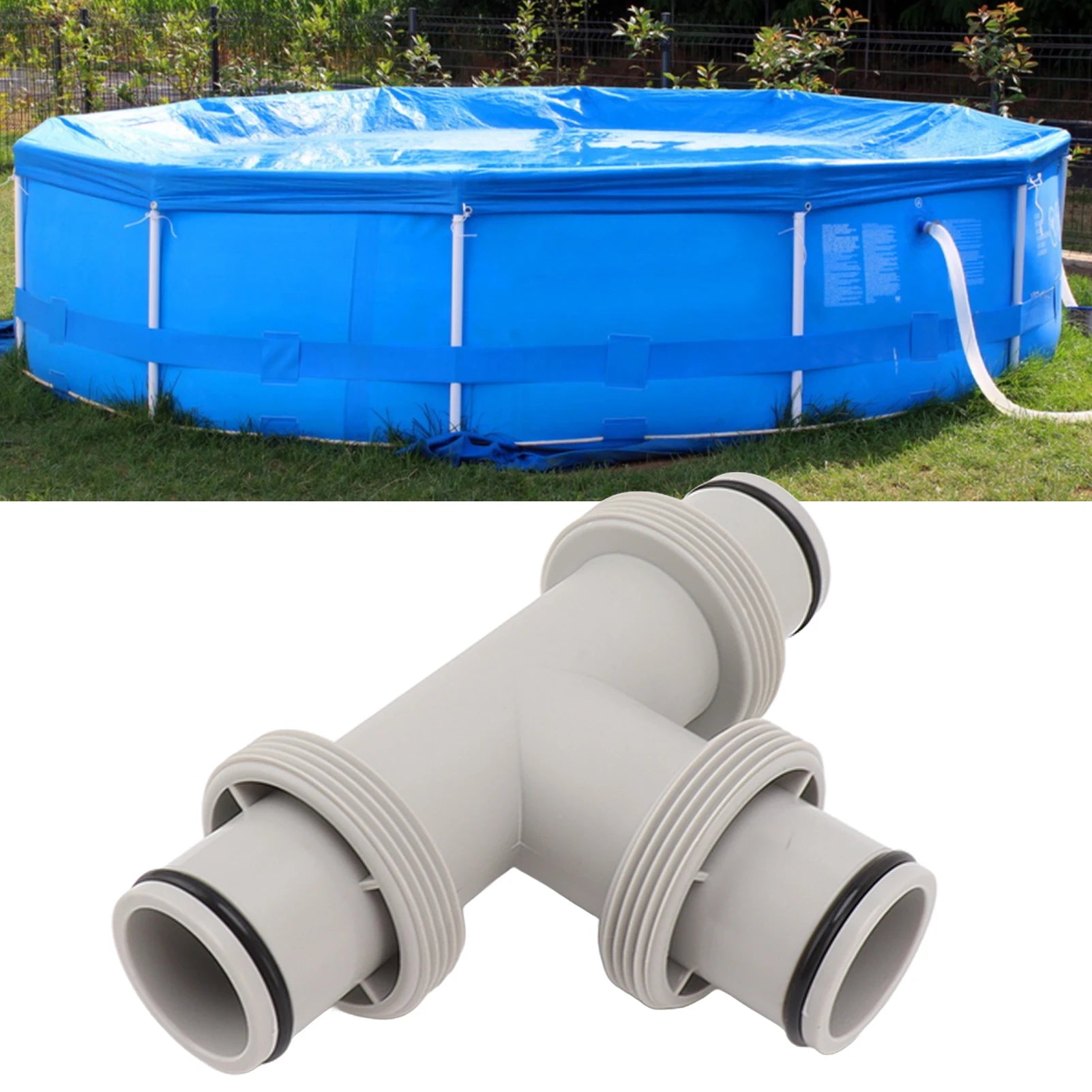 2 In 1 T Shape Split Swimming Pool Hose Plunger Valve Replacement Fitting For Pool Pump Filter Circulation System Maintenance Qme