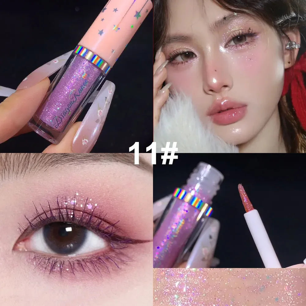 Blue Sequins Liquid Eyeshdaow Glitter Gel Shiny Metallic Eyeliner Pen Diamond Shimmer Waterproof Eye Beauty Party Makeup Tool Qme 11
