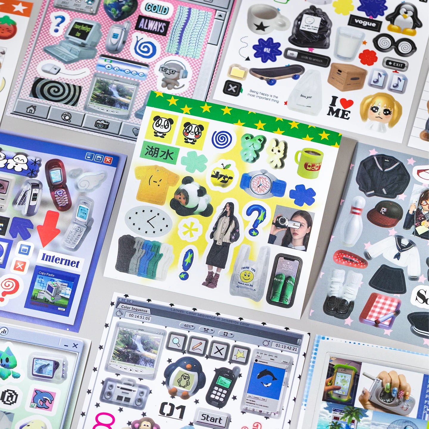 Colorful Market Theme Die-Cut Stickers Book 20 Pcs for DIY Decorative Scrapbook Phone Case Collage Aesthetic Stationery Stickers Qme 2B
