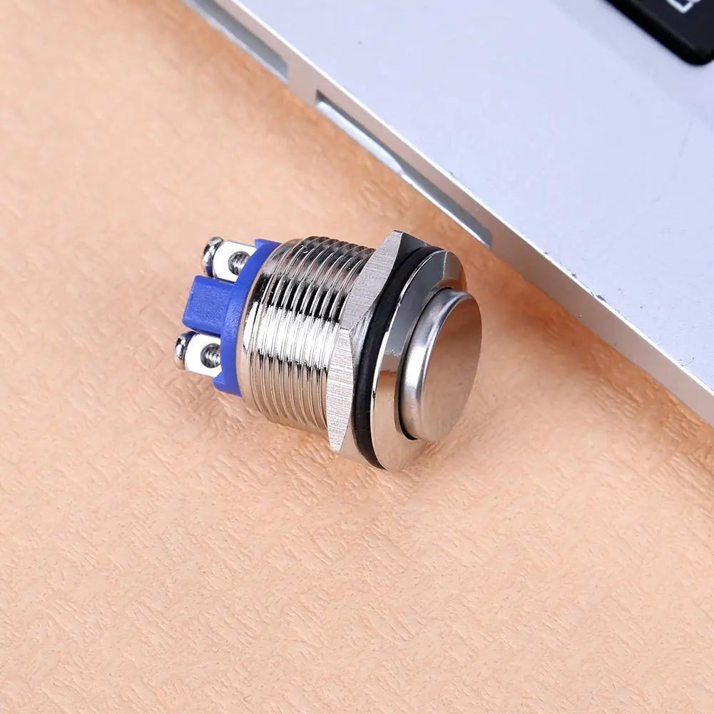 Silver 19mm 12V Waterproof Metal Car On Off Push Button Switch Qme Default Title