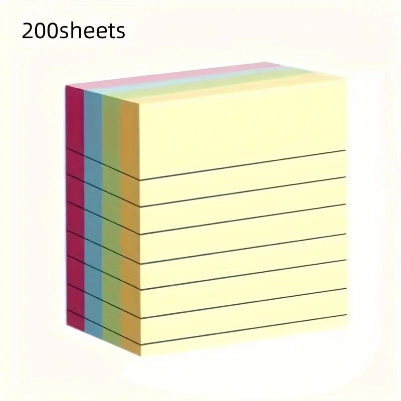 200sheets Line Sticky Notes 4 Colors Portable Student Note Marker Writing Sticky Notes Self-Adhesive Easy To Apply Notepad Qme 200 sheets
