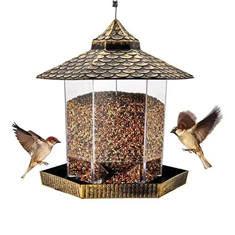 Waterproof Garden Gazebo Hanging Wild Bird Feeder Outdoor Container With Hang Rope Pet Birds Feeding House Type Bird Feeder Qme A3
