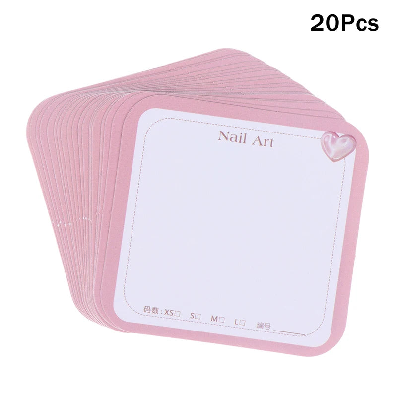 20 50 Sheets Handmade Nail Design Swatch Show Cards 6 5x6 Manicure Qme 20Pcs Rose red