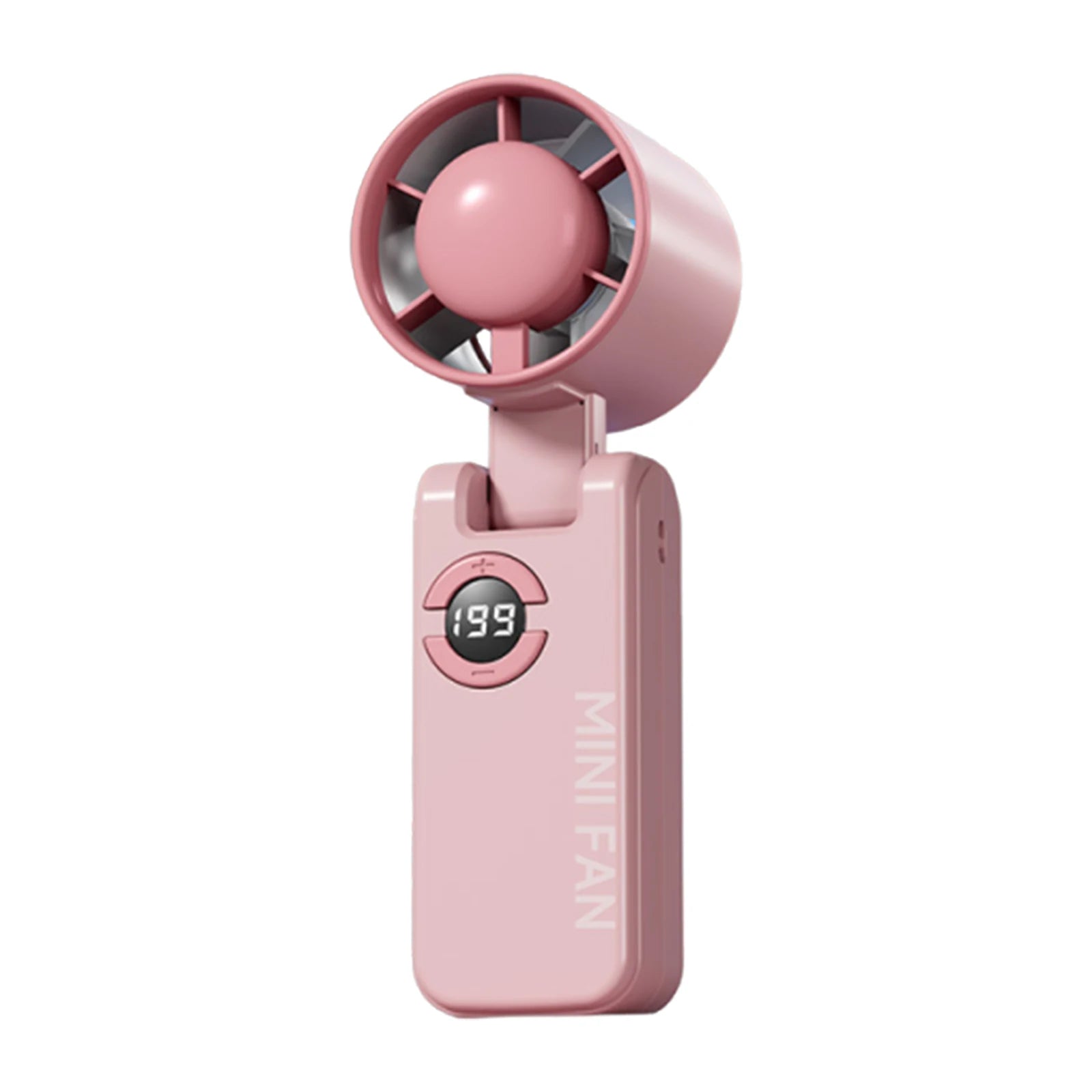 Portable Electric Fan Type-C Charging Rechargeable Hanging Turbo Fans Adjustable Powerful Air Blower for Outdoor Travel Commute Qme Pink