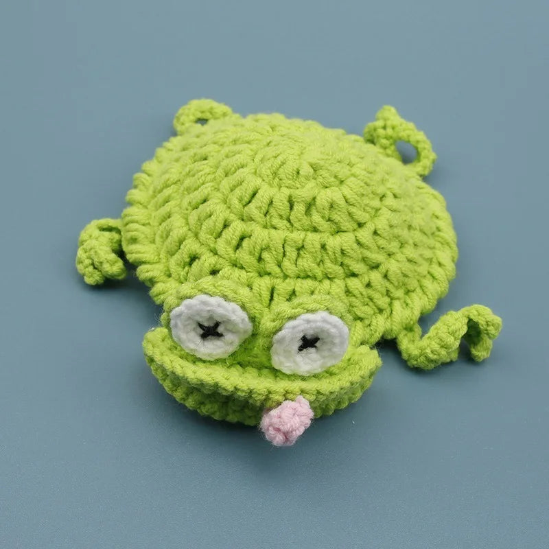 Finished Handwoven Animal Cup Coaster Cute Crochet Coffee Cup Mat Knitted Pad Tabletop Home Desk Decorative Ornament Qme frog 1pc