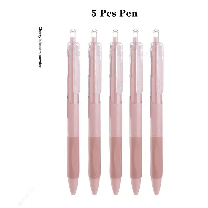 5 Pcs Gel Pen Ins Smooth Press Quick-drying 0.5mm Black Pen Ballpoint Pens School Supplies Stationery Qme Pink-5 pen black
