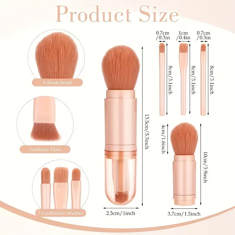 Mini Makeup Brush 4-in-1 Four-piece Retractable Portable Eyeshadow Qme