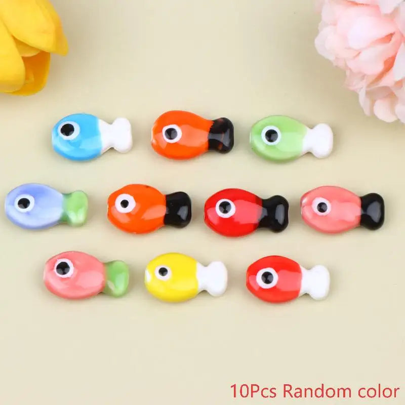 10Pcs Cute Ceramic Fish Beads Handmade Colorful Loose Spacer Beads For Jewelry Making DIY Bracelet Necklace Accessories Qme A3