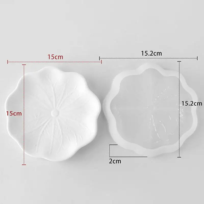 DIY Gypsum Form Leaf Coaster Silicone Mold Geometric Leaves Plaster Epoxy Resin Mould Handmade Storage Tray Desktop Decor Molds Qme Lotus leaf A3