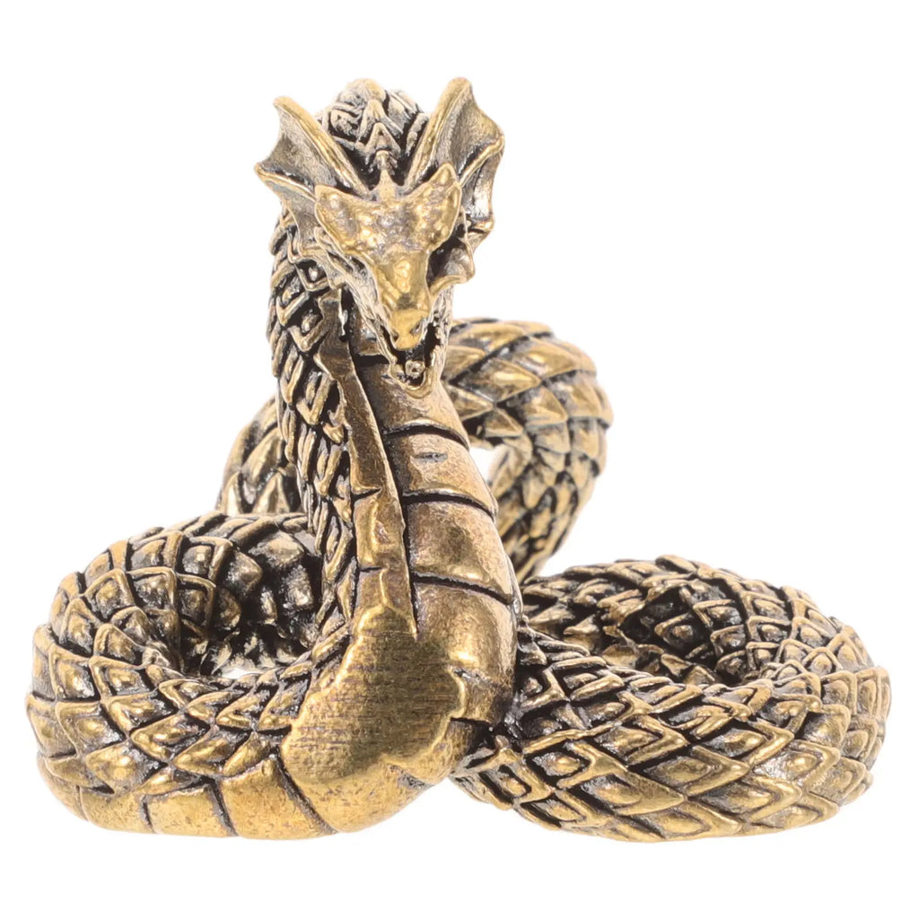 Brass Snake Statue Black Serpent Retro Desktop Ornament Home Office Decor 2025 Year of The Snake Qme