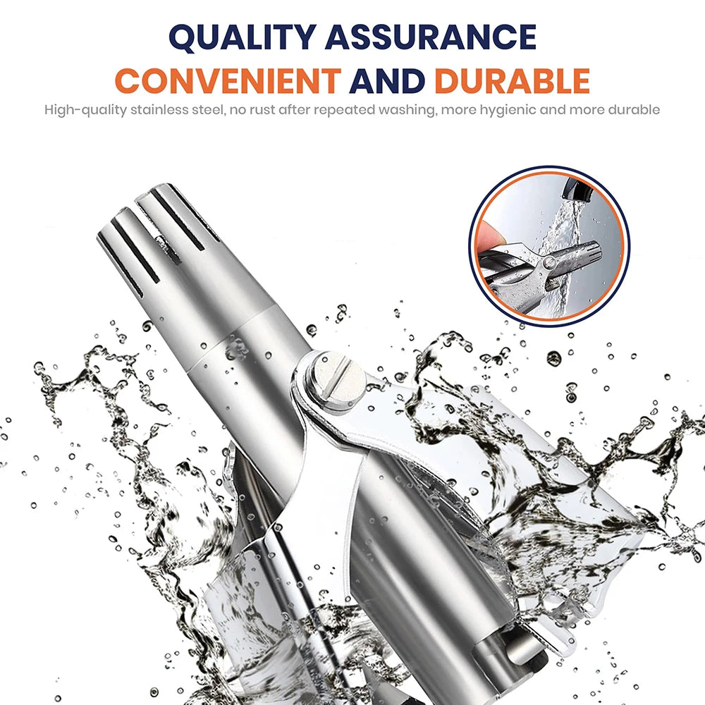 Portable Stainless Steel Manual Nose Ear Hair Trimmer Hair Remover Waterproof Washable Easy Clean Travel Grooming Tool For Men Qme