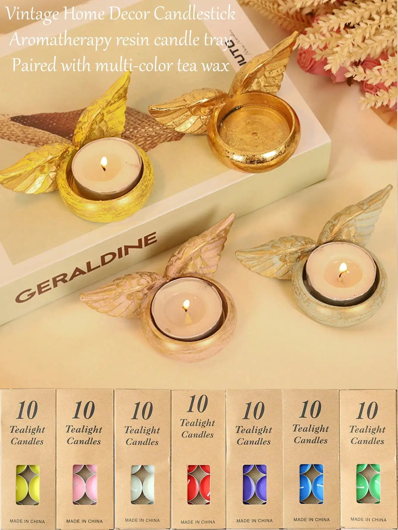 Creative Retro Vintage Resin Crafts Ornaments Home Circular Wing Qme