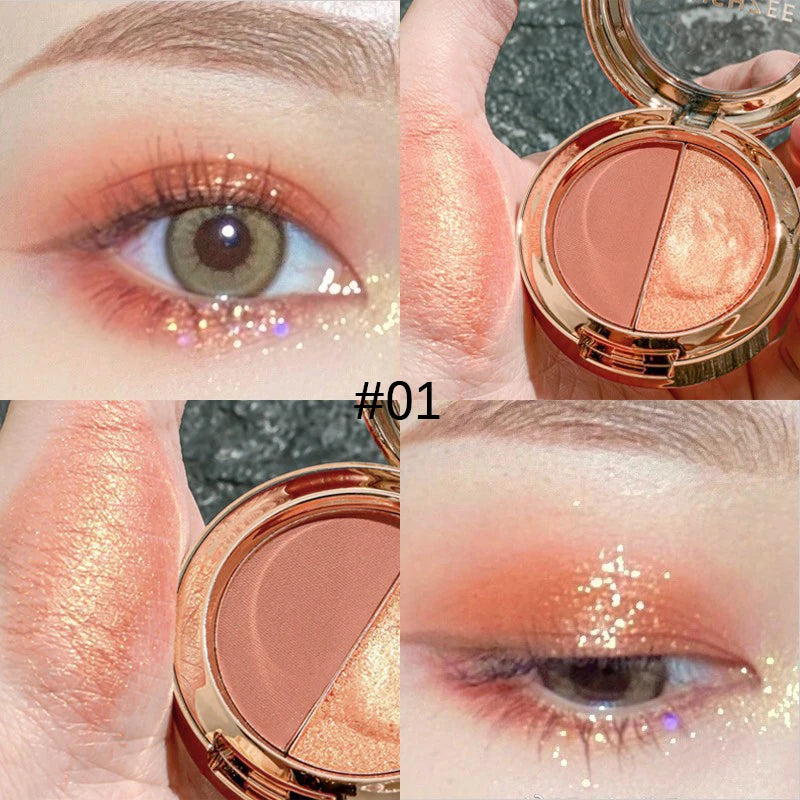Two Eye Shadow Palette Waterproof Sweat Proof Energetic Glitter Qme 01